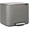 image:imageBrabantia Bo StepOn Kitchen Trash Can with Dual Compartments  White  3  6 Gal Inner Buckets  SoftClose Garbage Can Light Pedal Operation StayOpen Lid  Fits Against Wall   Trash BagsMineral Concrete Gray