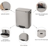 image:imageBrabantia Bo StepOn Kitchen Trash Can with Dual Compartments  White  3  6 Gal Inner Buckets  SoftClose Garbage Can Light Pedal Operation StayOpen Lid  Fits Against Wall   Trash BagsSoft Gray