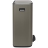 image:imageBrabantia Bo StepOn Kitchen Trash Can with Dual Compartments  White  3  6 Gal Inner Buckets  SoftClose Garbage Can Light Pedal Operation StayOpen Lid  Fits Against Wall   Trash BagsPlatinum