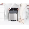 image:imageBrabantia Bo StepOn Kitchen Trash Can with Dual Compartments  White  3  6 Gal Inner Buckets  SoftClose Garbage Can Light Pedal Operation StayOpen Lid  Fits Against Wall   Trash BagsMatt Steel FPP