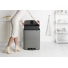 image:imageBrabantia Bo StepOn Kitchen Trash Can with Dual Compartments  White  3  6 Gal Inner Buckets  SoftClose Garbage Can Light Pedal Operation StayOpen Lid  Fits Against Wall   Trash BagsMineral Concrete Gray