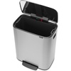 image:imageBrabantia Bo StepOn Kitchen Trash Can with Dual Compartments  White  3  6 Gal Inner Buckets  SoftClose Garbage Can Light Pedal Operation StayOpen Lid  Fits Against Wall   Trash BagsMatt Steel FPP