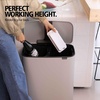 image:imageBrabantia Bo StepOn Kitchen Trash Can with Dual Compartments  White  3  6 Gal Inner Buckets  SoftClose Garbage Can Light Pedal Operation StayOpen Lid  Fits Against Wall   Trash BagsSoft Gray