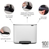 image:imageBrabantia Bo StepOn Kitchen Trash Can with Dual Compartments  White  3  6 Gal Inner Buckets  SoftClose Garbage Can Light Pedal Operation StayOpen Lid  Fits Against Wall   Trash BagsWhite