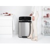 image:imageBrabantia Bo StepOn Kitchen Trash Can with Dual Compartments  White  3  6 Gal Inner Buckets  SoftClose Garbage Can Light Pedal Operation StayOpen Lid  Fits Against Wall   Trash BagsMatt Steel FPP