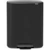 image:imageBrabantia Bo StepOn Kitchen Trash Can with Dual Compartments  White  3  6 Gal Inner Buckets  SoftClose Garbage Can Light Pedal Operation StayOpen Lid  Fits Against Wall   Trash BagsMatt Black