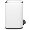 image:imageBrabantia Bo StepOn Kitchen Trash Can with Dual Compartments  White  3  6 Gal Inner Buckets  SoftClose Garbage Can Light Pedal Operation StayOpen Lid  Fits Against Wall   Trash BagsWhite