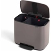 image:imageBrabantia Bo StepOn Kitchen Trash Can with Dual Compartments  White  3  6 Gal Inner Buckets  SoftClose Garbage Can Light Pedal Operation StayOpen Lid  Fits Against Wall   Trash BagsPlatinum
