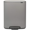 image:imageBrabantia Bo StepOn Kitchen Trash Can with Dual Compartments  White  3  6 Gal Inner Buckets  SoftClose Garbage Can Light Pedal Operation StayOpen Lid  Fits Against Wall   Trash BagsMineral Concrete Gray