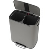 image:imageBrabantia Bo StepOn Kitchen Trash Can with Dual Compartments  White  3  6 Gal Inner Buckets  SoftClose Garbage Can Light Pedal Operation StayOpen Lid  Fits Against Wall   Trash BagsMineral Concrete Gray