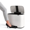 image:imageBrabantia Bo StepOn Kitchen Trash Can with Dual Compartments  White  3  6 Gal Inner Buckets  SoftClose Garbage Can Light Pedal Operation StayOpen Lid  Fits Against Wall   Trash BagsWhite