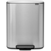 image:imageBrabantia Bo StepOn Kitchen Trash Can with Dual Compartments  White  3  6 Gal Inner Buckets  SoftClose Garbage Can Light Pedal Operation StayOpen Lid  Fits Against Wall   Trash BagsMatt Steel FPP