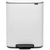 image:imageBrabantia Bo StepOn Kitchen Trash Can with Dual Compartments  White  3  6 Gal Inner Buckets  SoftClose Garbage Can Light Pedal Operation StayOpen Lid  Fits Against Wall   Trash BagsWhite