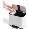 image:imageBrabantia Bo StepOn Kitchen Trash Can with Dual Compartments  White  3  6 Gal Inner Buckets  SoftClose Garbage Can Light Pedal Operation StayOpen Lid  Fits Against Wall   Trash BagsWhite