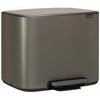 image:imageBrabantia Bo StepOn Kitchen Trash Can with Dual Compartments  White  3  6 Gal Inner Buckets  SoftClose Garbage Can Light Pedal Operation StayOpen Lid  Fits Against Wall   Trash BagsPlatinum