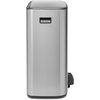 image:imageBrabantia Bo StepOn Kitchen Trash Can with Dual Compartments  White  3  6 Gal Inner Buckets  SoftClose Garbage Can Light Pedal Operation StayOpen Lid  Fits Against Wall   Trash BagsMatt Steel FPP