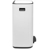 image:imageBrabantia Bo StepOn Kitchen Trash Can with Dual Compartments  White  3  6 Gal Inner Buckets  SoftClose Garbage Can Light Pedal Operation StayOpen Lid  Fits Against Wall   Trash BagsWhite