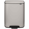 image:imageBrabantia Bo StepOn Kitchen Trash Can with Dual Compartments  White  3  6 Gal Inner Buckets  SoftClose Garbage Can Light Pedal Operation StayOpen Lid  Fits Against Wall   Trash BagsSoft Gray