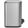 image:imageBrabantia Bo StepOn Kitchen Trash Can with Dual Compartments  White  3  6 Gal Inner Buckets  SoftClose Garbage Can Light Pedal Operation StayOpen Lid  Fits Against Wall   Trash BagsMatt Steel FPP