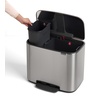 image:imageBrabantia Bo StepOn Kitchen Trash Can with Dual Compartments  White  3  6 Gal Inner Buckets  SoftClose Garbage Can Light Pedal Operation StayOpen Lid  Fits Against Wall   Trash BagsMatt Steel FPP