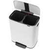 image:imageBrabantia Bo StepOn Kitchen Trash Can with Dual Compartments  White  3  6 Gal Inner Buckets  SoftClose Garbage Can Light Pedal Operation StayOpen Lid  Fits Against Wall   Trash BagsWhite