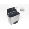 image:imageBrabantia Bo StepOn Kitchen Trash Can with Dual Compartments  White  3  6 Gal Inner Buckets  SoftClose Garbage Can Light Pedal Operation StayOpen Lid  Fits Against Wall   Trash BagsMatt Steel FPP