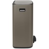 image:imageBrabantia Bo StepOn Kitchen Trash Can with Dual Compartments  White  3  6 Gal Inner Buckets  SoftClose Garbage Can Light Pedal Operation StayOpen Lid  Fits Against Wall   Trash BagsPlatinum