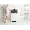 image:imageBrabantia Bo StepOn Kitchen Trash Can with Dual Compartments  White  3  6 Gal Inner Buckets  SoftClose Garbage Can Light Pedal Operation StayOpen Lid  Fits Against Wall   Trash BagsWhite