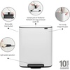 image:imageBrabantia Bo StepOn Kitchen Trash Can with Dual Compartments  White  3  6 Gal Inner Buckets  SoftClose Garbage Can Light Pedal Operation StayOpen Lid  Fits Against Wall   Trash BagsWhite