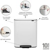 image:imageBrabantia Bo StepOn Kitchen Trash Can with Dual Compartments  White  3  6 Gal Inner Buckets  SoftClose Garbage Can Light Pedal Operation StayOpen Lid  Fits Against Wall   Trash BagsWhite