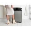 image:imageBrabantia Bo StepOn Kitchen Trash Can with Dual Compartments  White  3  6 Gal Inner Buckets  SoftClose Garbage Can Light Pedal Operation StayOpen Lid  Fits Against Wall   Trash BagsMineral Concrete Gray