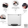 image:imageBrabantia Bo StepOn Kitchen Trash Can with Dual Compartments  White  3  6 Gal Inner Buckets  SoftClose Garbage Can Light Pedal Operation StayOpen Lid  Fits Against Wall   Trash BagsWhite