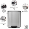 image:imageBrabantia Bo StepOn Kitchen Trash Can with Dual Compartments  White  3  6 Gal Inner Buckets  SoftClose Garbage Can Light Pedal Operation StayOpen Lid  Fits Against Wall   Trash BagsMatt Steel FPP