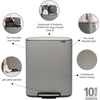 image:imageBrabantia Bo StepOn Kitchen Trash Can with Dual Compartments  White  3  6 Gal Inner Buckets  SoftClose Garbage Can Light Pedal Operation StayOpen Lid  Fits Against Wall   Trash BagsMineral Concrete Gray