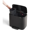 image:imageBrabantia Bo StepOn Kitchen Trash Can with Dual Compartments  White  3  6 Gal Inner Buckets  SoftClose Garbage Can Light Pedal Operation StayOpen Lid  Fits Against Wall   Trash BagsMatt Black