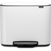 image:imageBrabantia Bo StepOn Kitchen Trash Can with Dual Compartments  White  3  6 Gal Inner Buckets  SoftClose Garbage Can Light Pedal Operation StayOpen Lid  Fits Against Wall   Trash BagsWhite