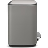 image:imageBrabantia Bo StepOn Kitchen Trash Can with Dual Compartments  White  3  6 Gal Inner Buckets  SoftClose Garbage Can Light Pedal Operation StayOpen Lid  Fits Against Wall   Trash BagsMineral Concrete Gray