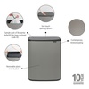 image:imageBrabantia Bo Touch Top Kitchen Trash Can with Single Compartment  Mineral Gray  16 Gal Inner Bucket  SoftClose Garbage Can Light Touch Opening StayOpen Lid  Fits Against Wall   Trash Bags