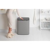 image:imageBrabantia Bo Touch Top Kitchen Trash Can with Single Compartment  Mineral Gray  16 Gal Inner Bucket  SoftClose Garbage Can Light Touch Opening StayOpen Lid  Fits Against Wall   Trash Bags