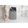 image:imageBrabantia Bo Touch Top Kitchen Trash Can with Single Compartment  Mineral Gray  16 Gal Inner Bucket  SoftClose Garbage Can Light Touch Opening StayOpen Lid  Fits Against Wall   Trash Bags