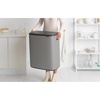 image:imageBrabantia Bo Touch Top Kitchen Trash Can with Single Compartment  Mineral Gray  16 Gal Inner Bucket  SoftClose Garbage Can Light Touch Opening StayOpen Lid  Fits Against Wall   Trash Bags