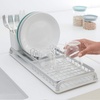 image:imageBrabantia Compact Dish Drying Draining Rack Dark Gray Plastic EasyClean Drip Tray amp Removable Cutlery BasketLight Gray
