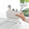 image:imageBrabantia Compact Dish Drying Draining Rack Dark Gray Plastic EasyClean Drip Tray amp Removable Cutlery BasketLight Gray