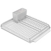 image:imageBrabantia Compact Dish Drying Draining Rack Dark Gray Plastic EasyClean Drip Tray amp Removable Cutlery BasketLight Gray