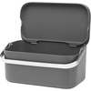 image:imageBrabantia Food Waste Caddy 048 GalDark Gray Kitchen Leftovers Can with StayOpen Lid amp Stainless Steel Handle for CompostingGray