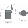 image:imageBrabantia New Icon Step Trash Can 08 GalMatt Black Soft Closing Kitchen GarbageRecycling Can with Removable BucketMatt Black