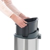 image:imageBrabantia PressTop Kitchen Trash Can with Flat Back  Brilliant Steel  106 Gallon  40L  Home Trash Can with SoftTouch StayOpen Lid amp Removable Inner Bucket  Flat Against Wall   Trash BagsWhite