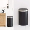 image:imageBrabantia PressTop Kitchen Trash Can with Flat Back  Brilliant Steel  106 Gallon  40L  Home Trash Can with SoftTouch StayOpen Lid amp Removable Inner Bucket  Flat Against Wall   Trash BagsMatt BlackMatt Steel