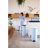 image:imageBrabantia PressTop Kitchen Trash Can with Flat Back  Brilliant Steel  106 Gallon  40L  Home Trash Can with SoftTouch StayOpen Lid amp Removable Inner Bucket  Flat Against Wall   Trash BagsDreamy Blue