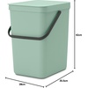 image:imageBrabantia Sort amp Go Kitchen Countertop Food Scraps Compost Bin  XS  08 Gal  3L  Light Gray  Removable StayOpen Lid Carry Handle EasyClean Recycling Box  Wall Bracket Sold SeparatelyJade Green